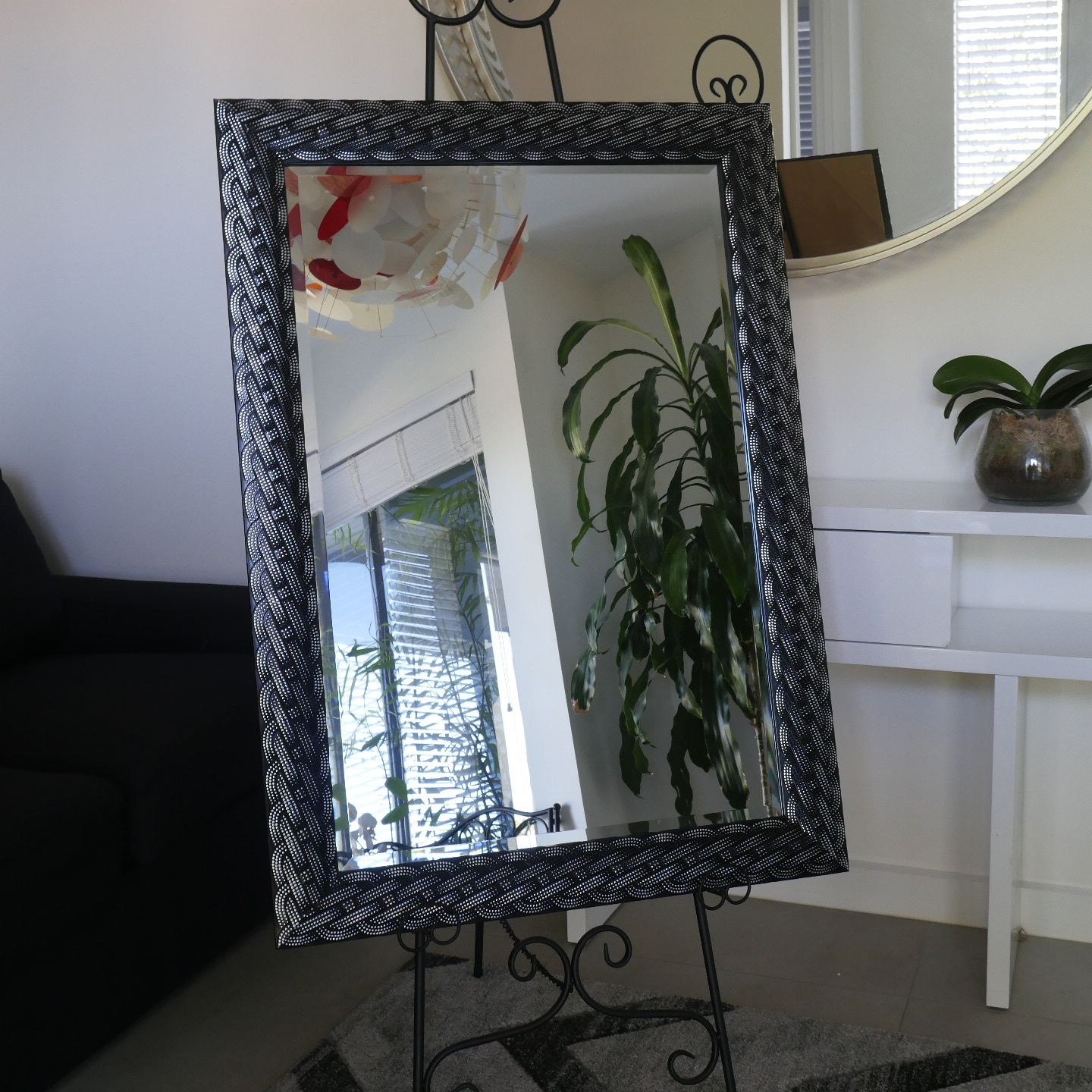 framed beveled mirror